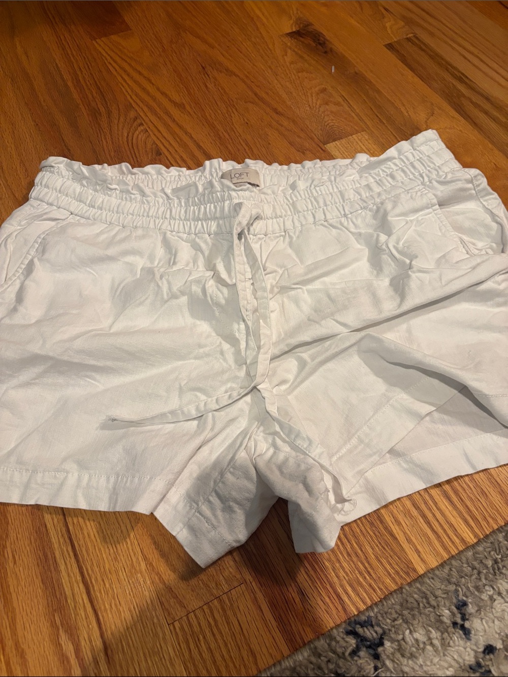 LOFT White Elastic Drawstring Athletic Shorts